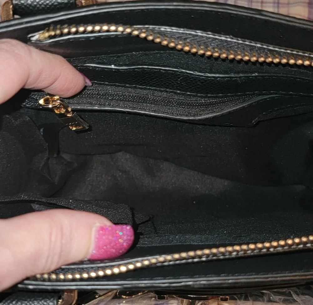 Bebe Black and Gold Women's Handbag - Picture 4 of 7